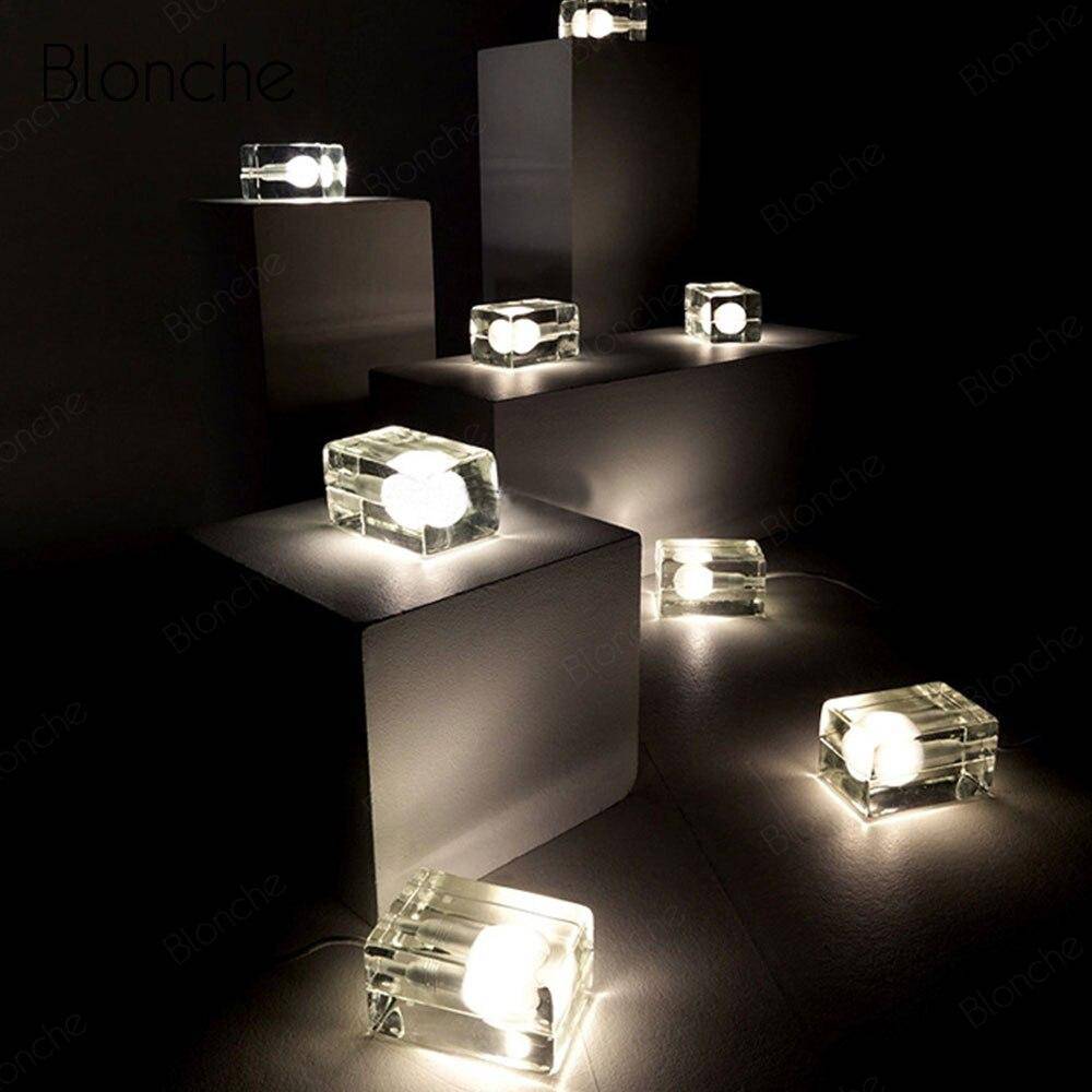 Lampe à poser moderne LED en cube transparent Creative - vue 3 sur 4