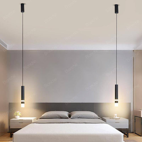 Suspension cylindrique design LED en metal noir Loft