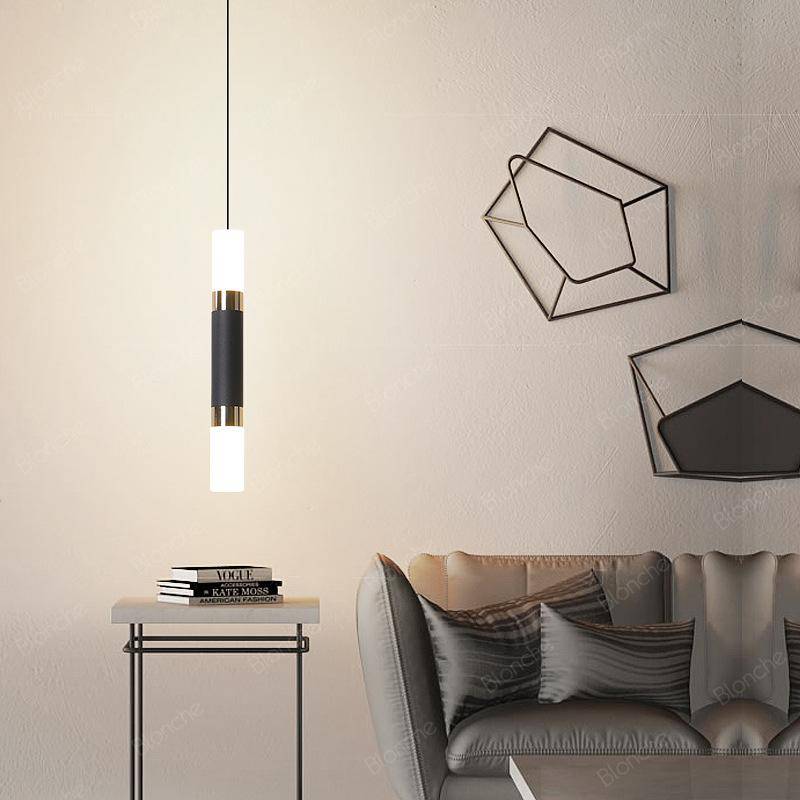 Suspension cylindrique design LED en metal noir Loft - vue 3 sur 8