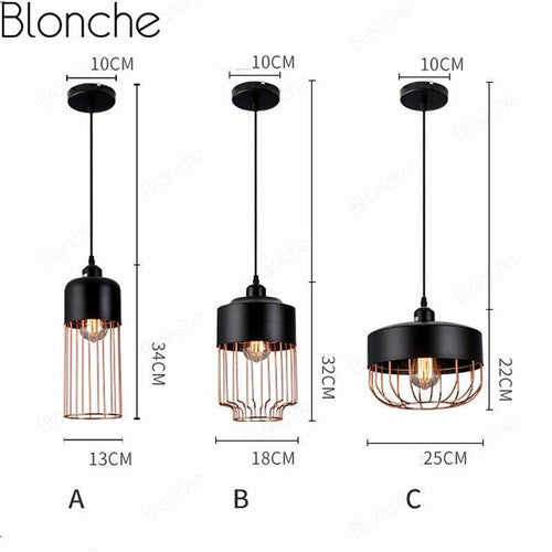 Suspension rétro à LED avec cage en métal America