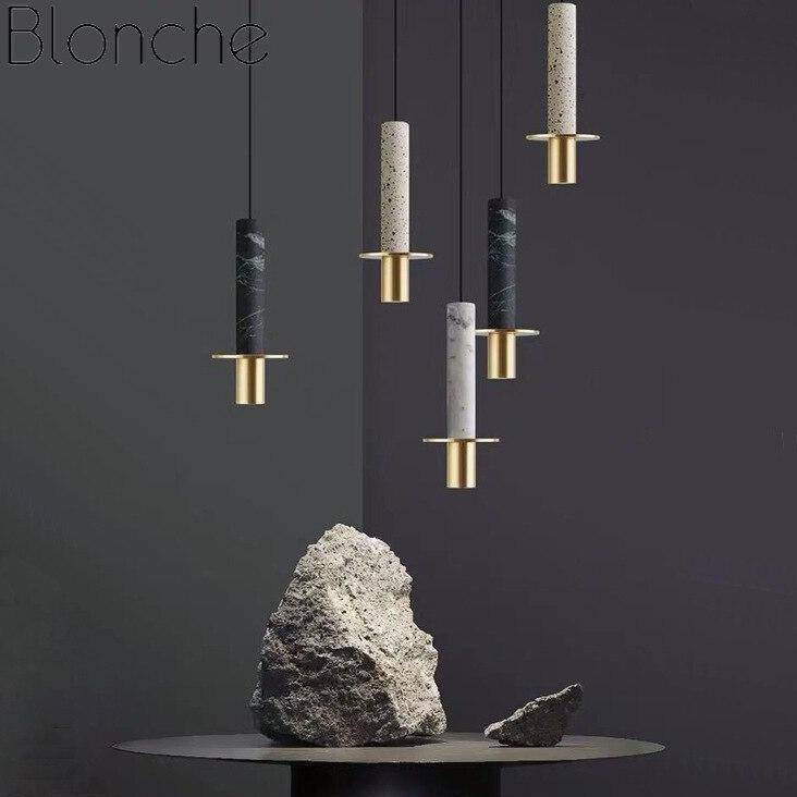 Suspension design à LED en ciment terrazzo style Luxury - vue 4 sur 8