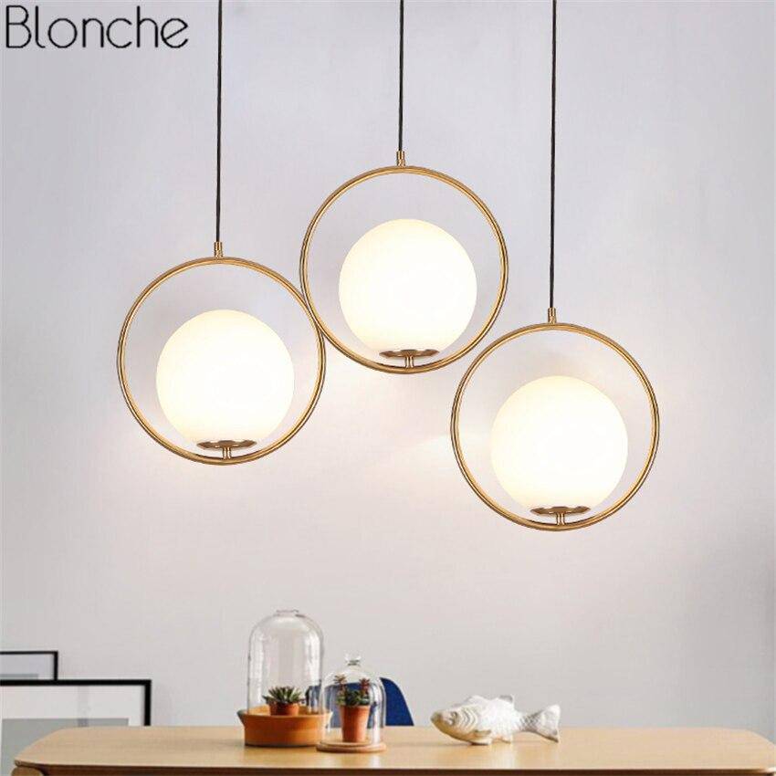 Suspension design à LED anneau doré et verre Indoor - vue 3 sur 3