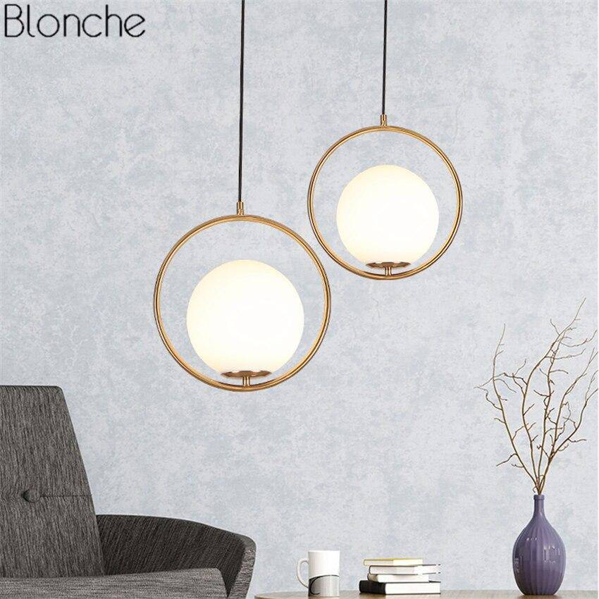 Suspension design à LED anneau doré et verre Indoor - vue 4 sur 3