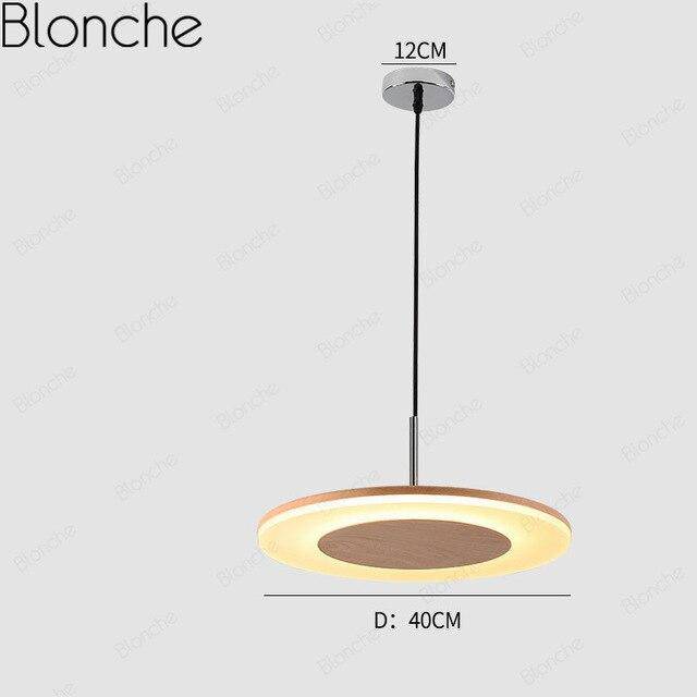 Suspension moderne LED avec disque en bois style Hang - vue 7 sur 7