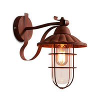Applique murale rustique style rétro avec lampe en cage en métal