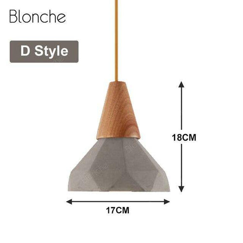 Suspension design LED en ciment et bois style Loft Decor