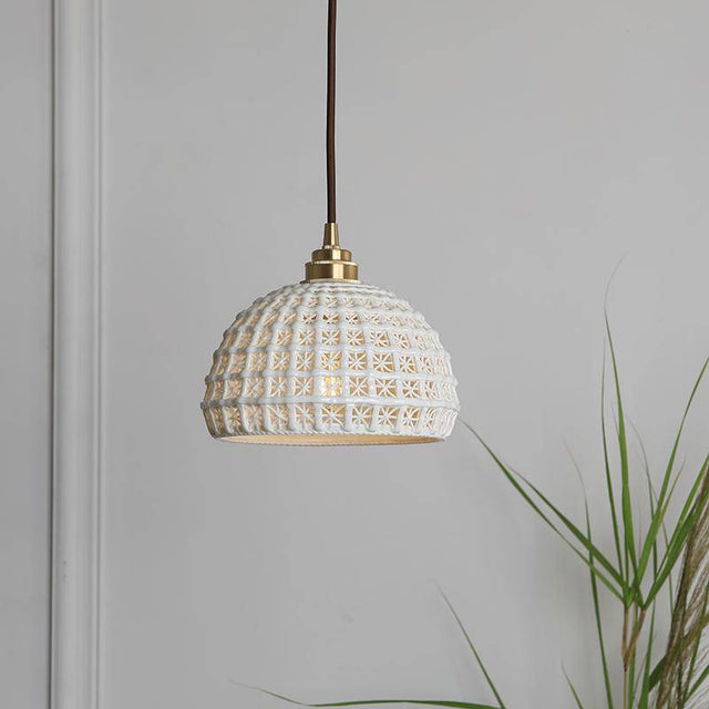 Suspension vintage LED blanche style japonais
