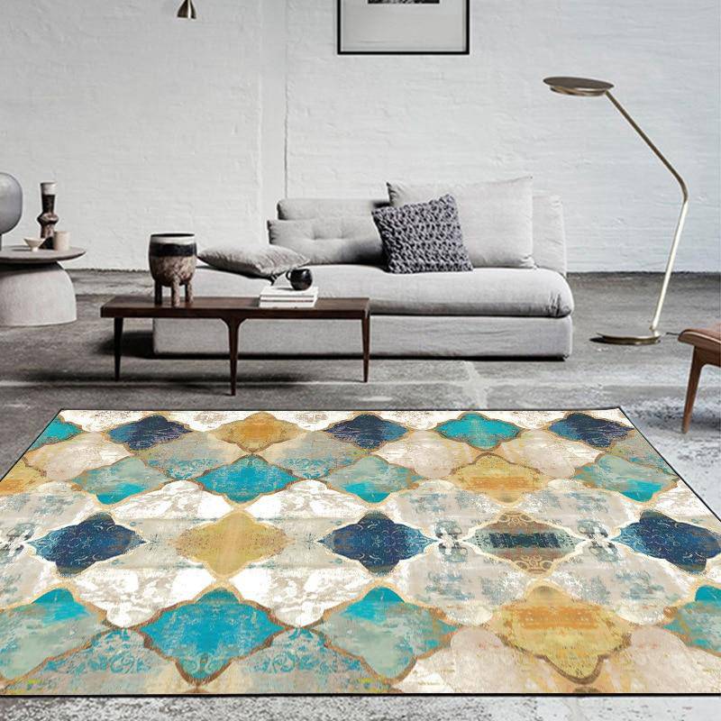 Tapis rectangle persan aux motifs géométriques colorés - vue 3 sur 2