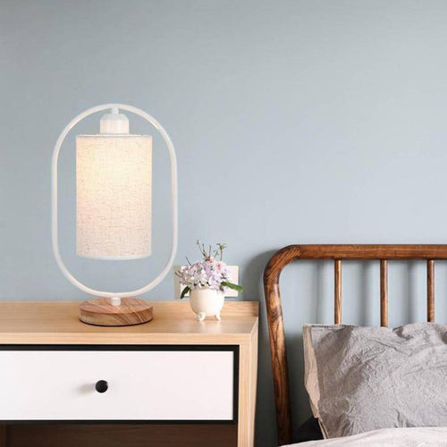 Lampe à poser moderne LED avec anneau et abat-jour tissu Nordic