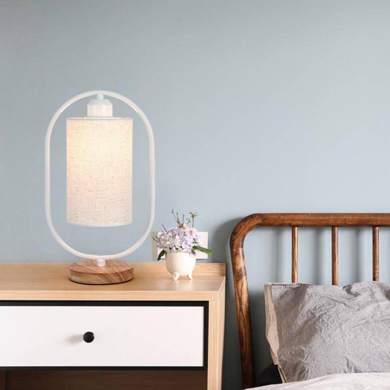 Lampe à poser moderne LED avec anneau et abat-jour tissu Nordic - vue 4 sur 6