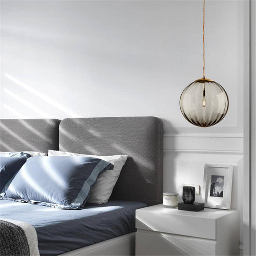 Suspension moderne LED en boule de verre colorée