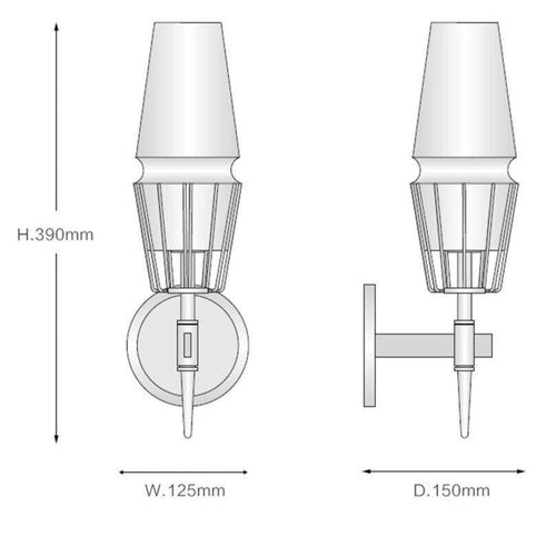 Applique murale design LED avec support en métal et abat-jour en verre