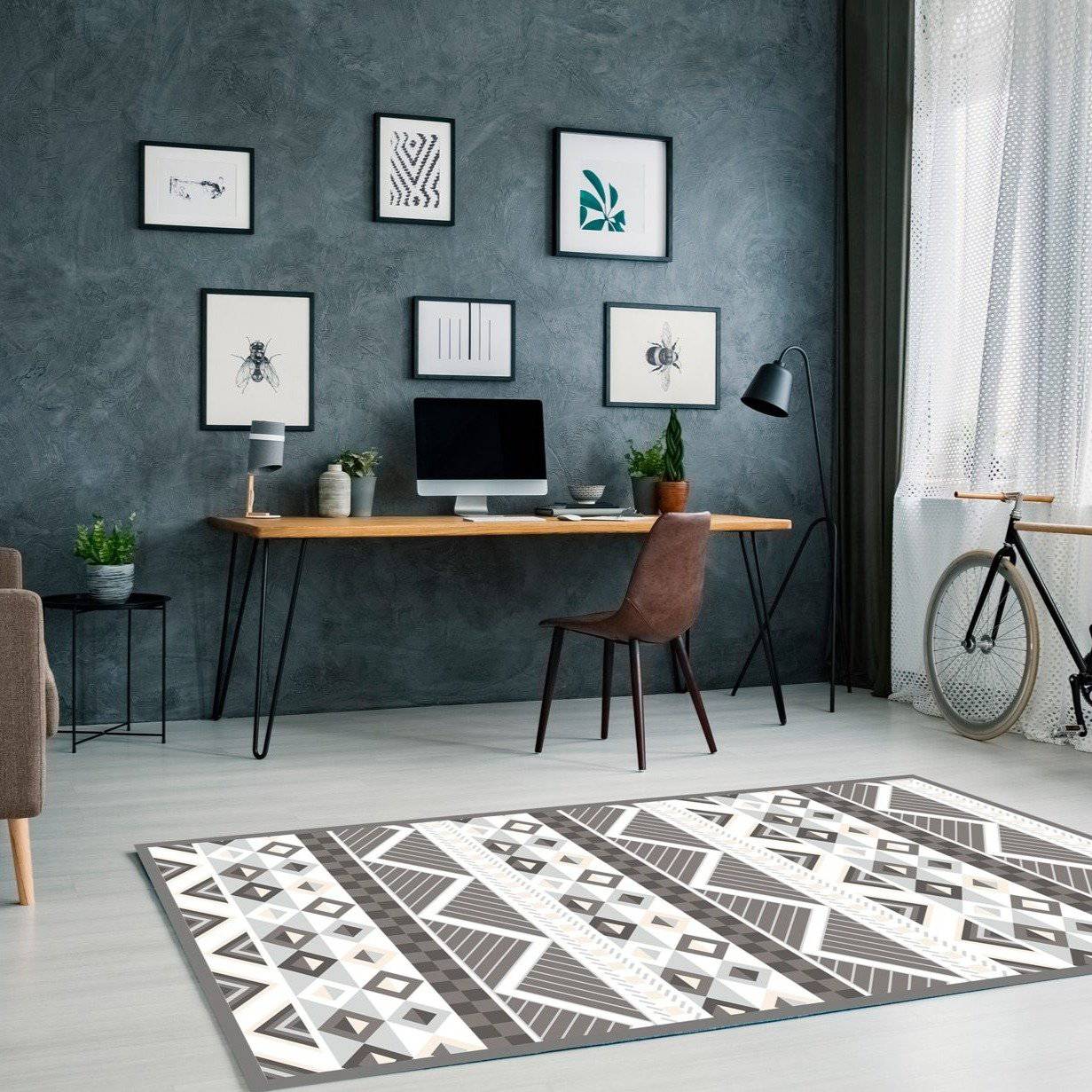 Tapis moderne rectangle gris aux formes géométriques Rug - vue 3 sur 2