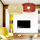 Suspension en rotin LED avec abat-jour arrondi coloré
