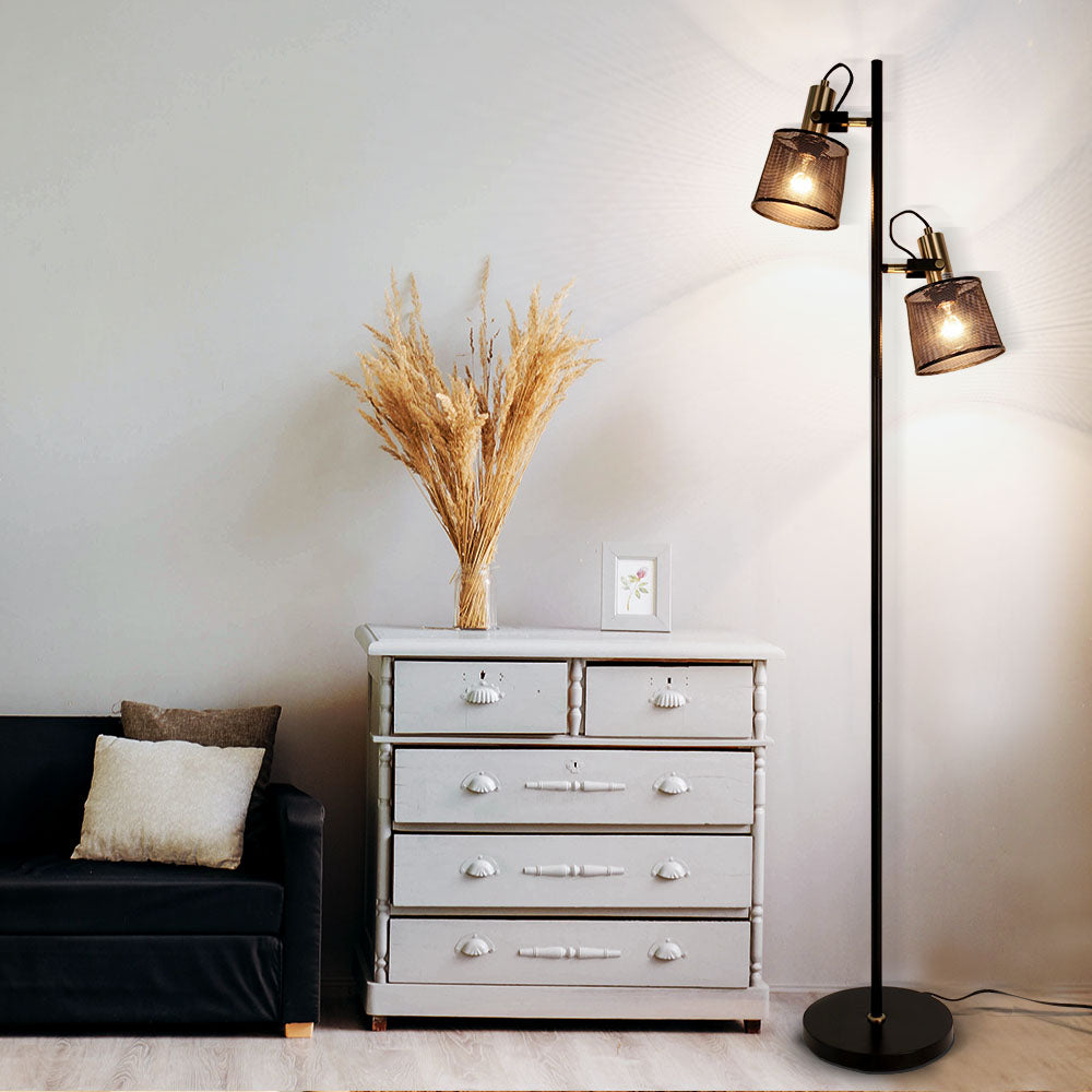 Lampadaire vintage à double tête en métal noir Priam - vue 5 sur 11