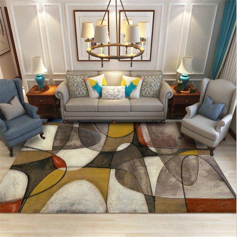 Tapis rectangle coloré style tableau abstrait