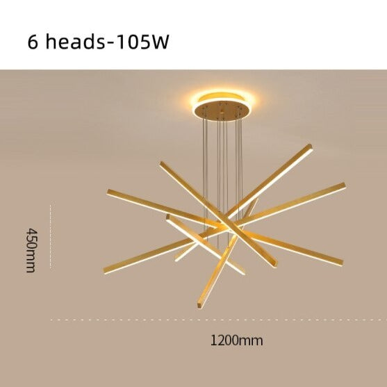 Lustre moderne LED en forme d'étoile métallique doré Alaikari - vue 8 sur 11