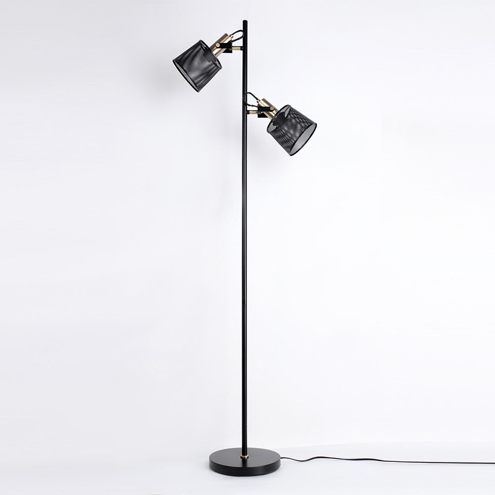 Lampadaire vintage à double tête en métal noir Priam - vue 9 sur 11