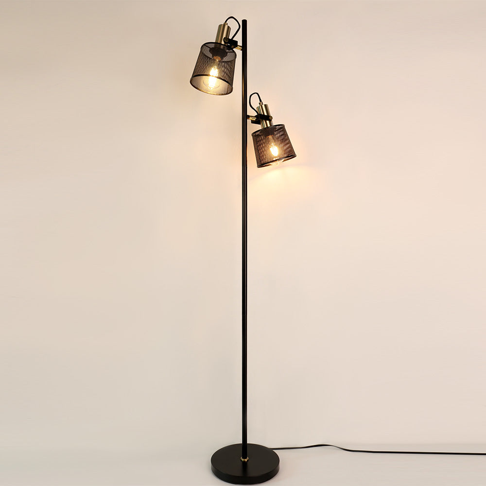 Lampadaire vintage à double tête en métal noir Priam - vue 8 sur 11