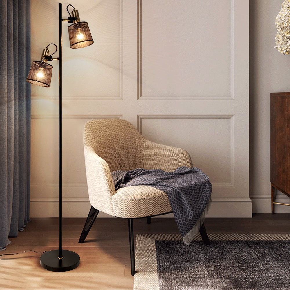 Lampadaire vintage à double tête en métal noir Priam - vue 3 sur 11