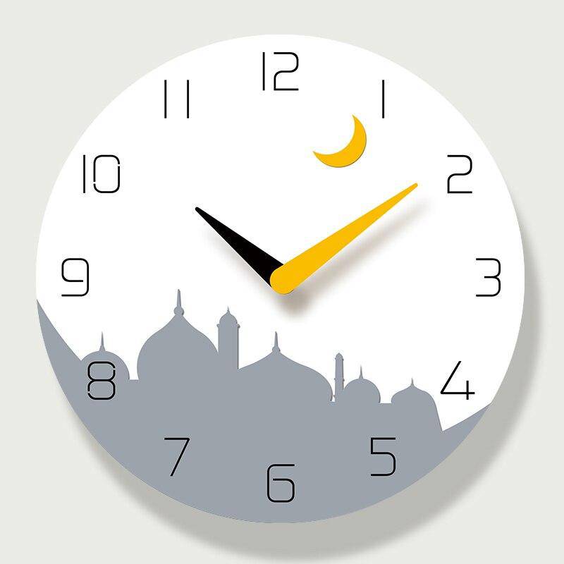 Horloge murale ronde avec dessin ville et lune jaune 30cm - vue 5 sur 4