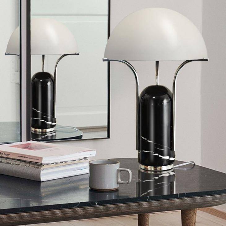 Lampe à poser design LED en métal et marbre style Mushroom - vue 5 sur 5