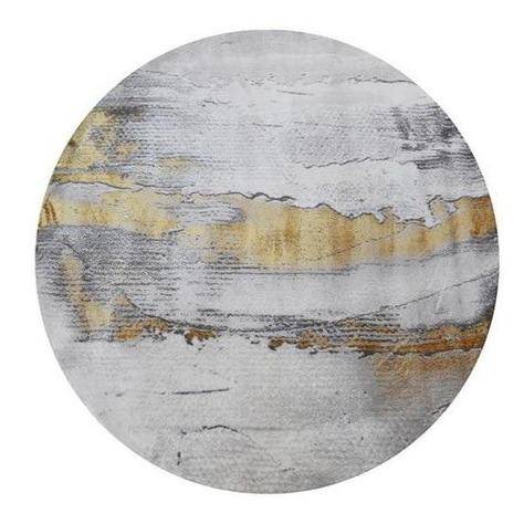 Tapis design rond gris avec tâches dorées Thick E