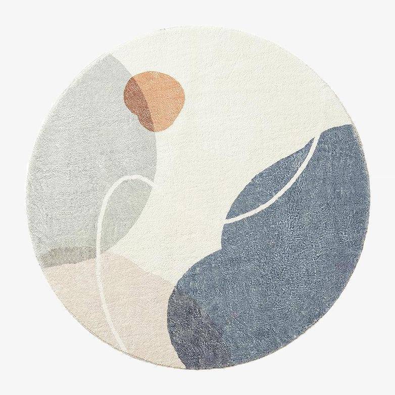 Tapis rond blanc et beige style Fluffy - vue 2 sur 3