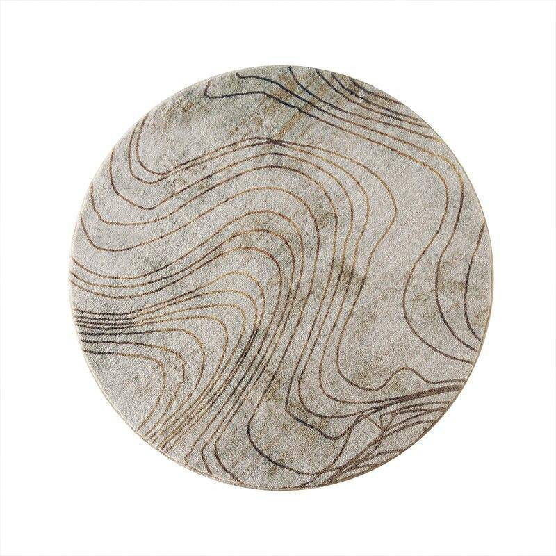 Tapis moderne rond beige aux rayures Floor - vue 3 sur 3