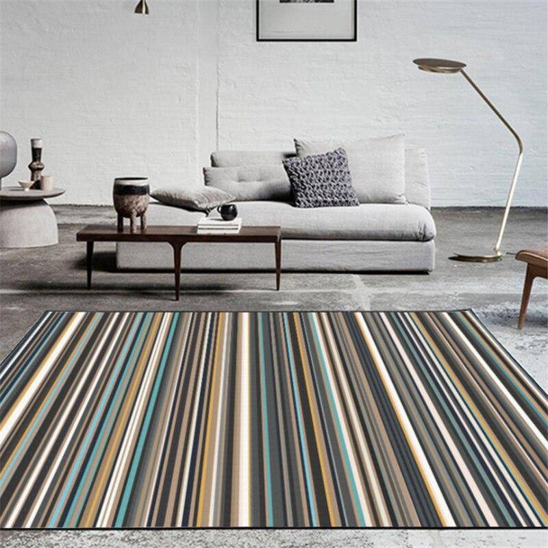 Tapis rectangle moderne à rayures sombres - vue 3 sur 5