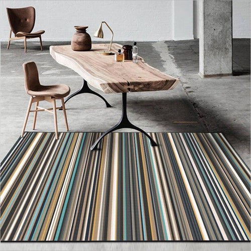 Tapis rectangle moderne à rayures sombres
