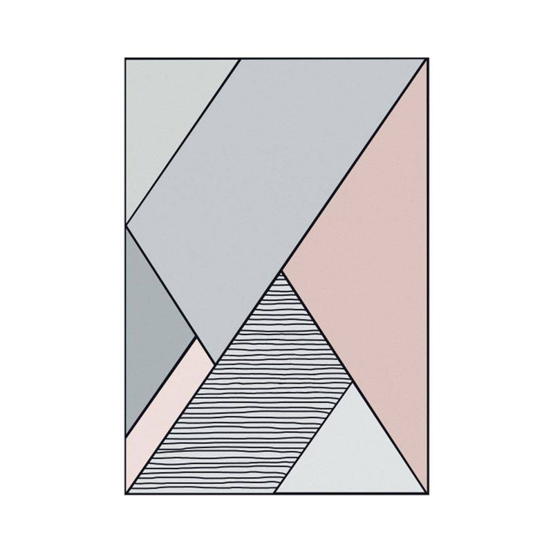 Tapis rectangle gris et rose style géométrique