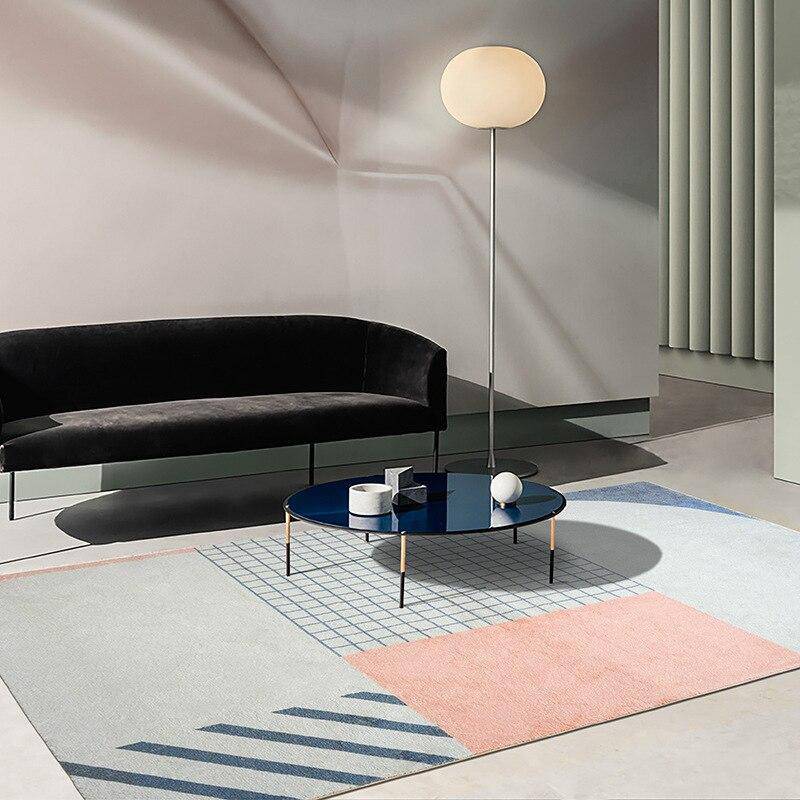 Tapis rectangle à motifs géométriques gris artistique - vue 4 sur 4