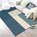 Tapis rectangle moderne design aux formes géométriques bleues