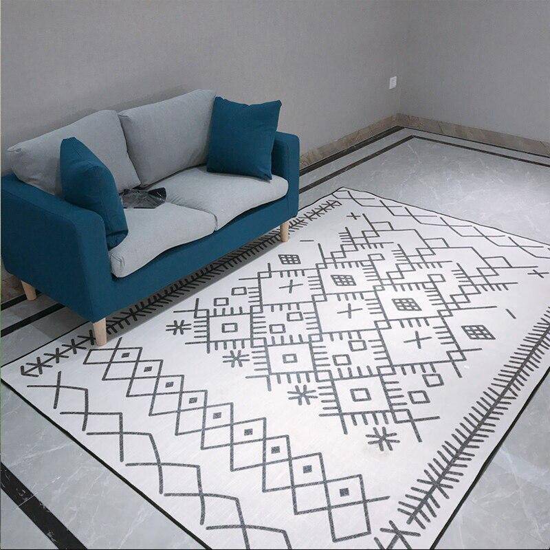 Tapis berbère rectangle à dessins noir et blanc Live - vue 3 sur 3