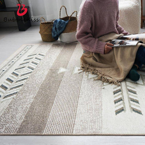 Tapis rectangle marron et beige style Japonais A