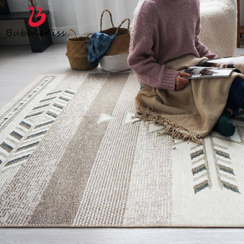 Tapis rectangle marron et beige style Japonais A - vue 3 sur 2