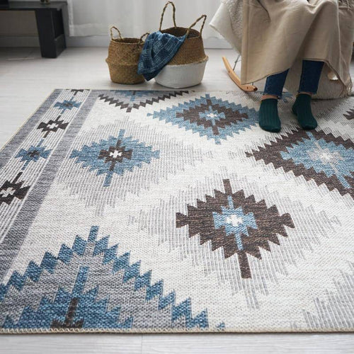 Tapis rectangle marron et beige style Japonais B