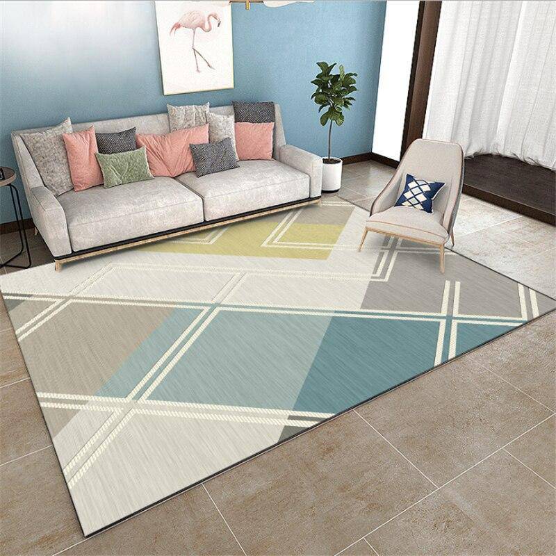 Tapis rectangle géométrique aux couleurs pastels - vue 4 sur 5