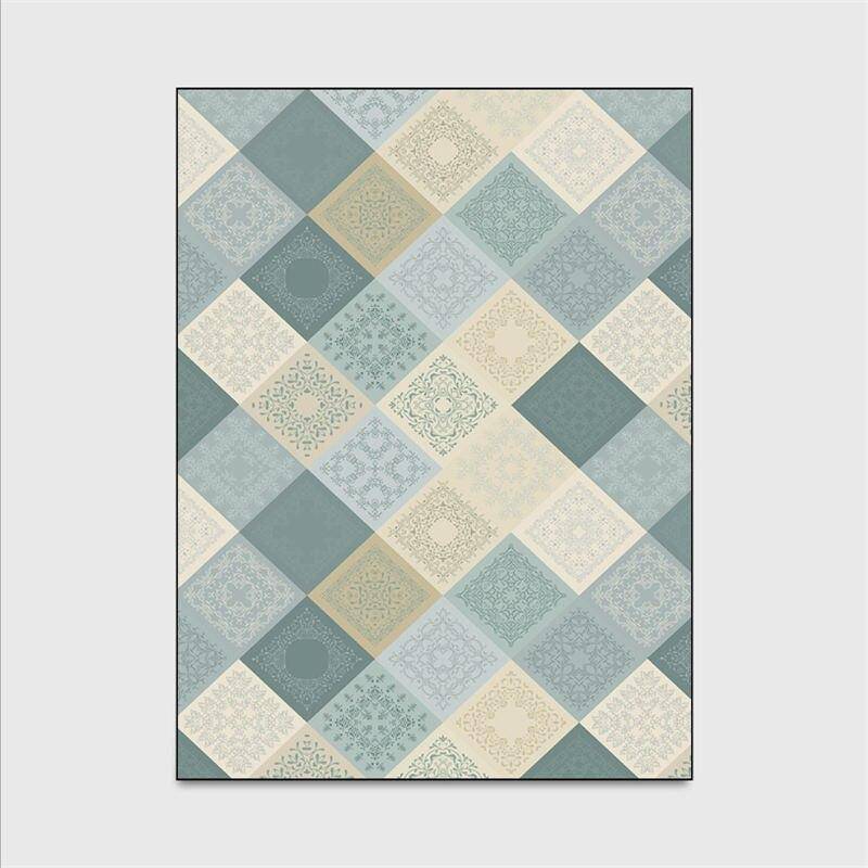 Tapis rectangle carreaux bleus Lattice - vue 6 sur 5