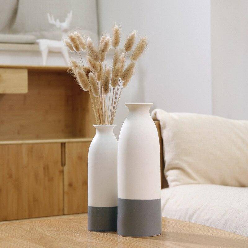 Vase design en céramique blanc et gris style japonais - vue 5 sur 9
