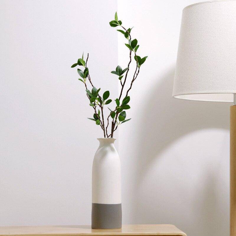 Vase design en céramique blanc et gris style japonais - vue 8 sur 9