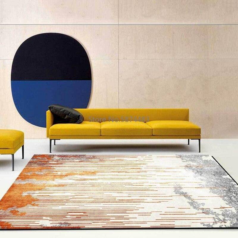 Tapis moderne rectangle gris avec traits oranges Rugs - vue 3 sur 2