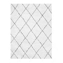 Tapis shaggy rectangle blanc à quadrillage noirs