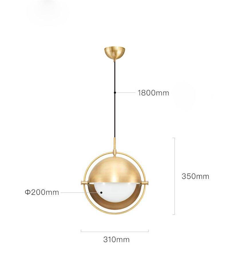 Suspension design à LED avec abat-jour en métal doré style Ball - vue 8 sur 7