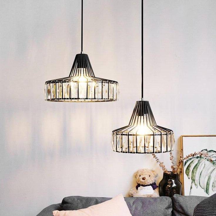 Suspension design LED en verre crystal avec formes géométriques style Hang - vue 5 sur 10