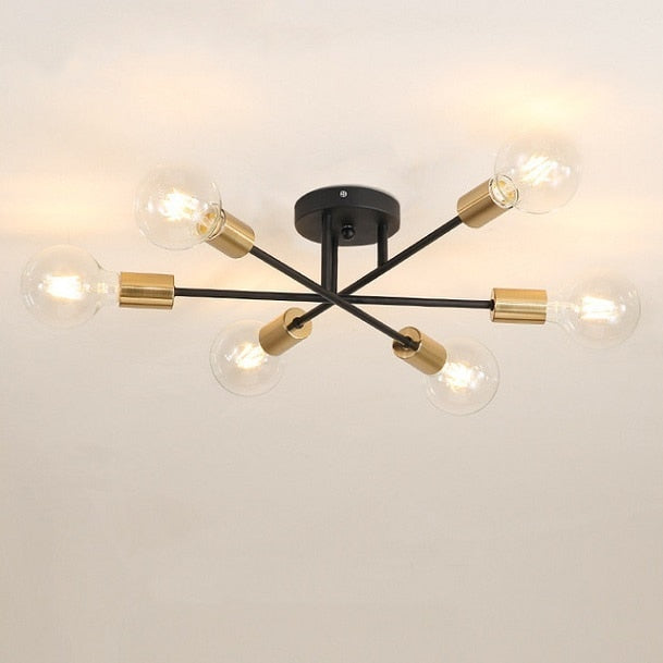 Plafonnier design LED avec 6 lampes entrecroisées en métal Eugie