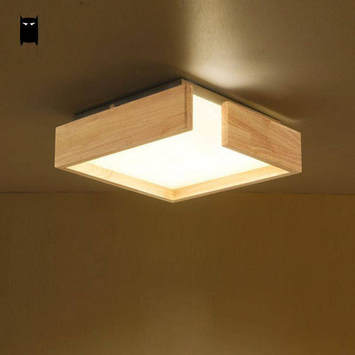 Plafonnier en bois à LED en carré design