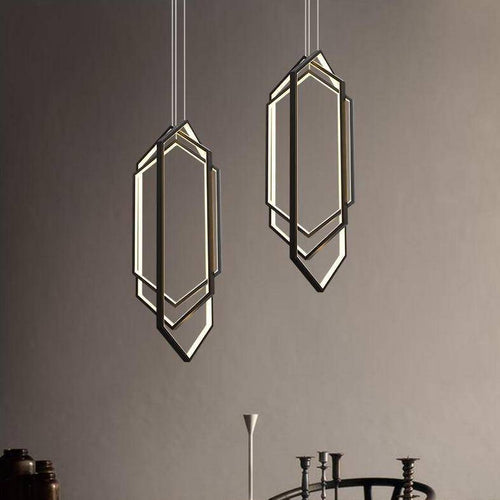 Suspension design LED avec 3 anneaux Loft Hexagone