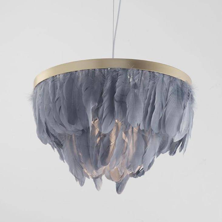 Suspension ovale LED en plumes colorées Hangly - vue 6 sur 8